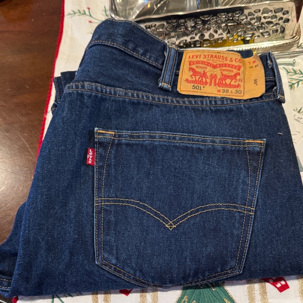 Levi's Men’s Classic 501 Button Fly Blue Jeans - Classic Straight Fit 38x30